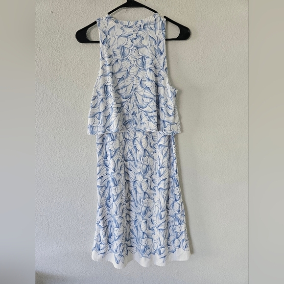 Tory Burch Dress Women XS Kaley White Blue Ellora Layered Floral Sleeveless - Picture 9 of 9